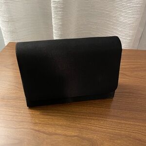 Black Satin Formal Clutch Purse With Shoulder Strap